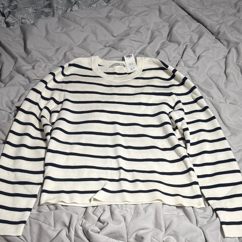 Abercrombie & Fitch Navy and White Striped Sweater